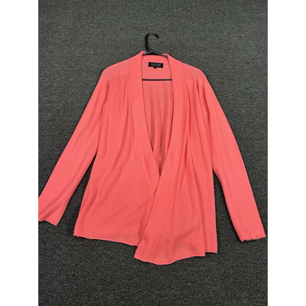 Claudia Nichole Cashmere Cardigan Sweater Women's Large Pink Peach Knitโ Preppy